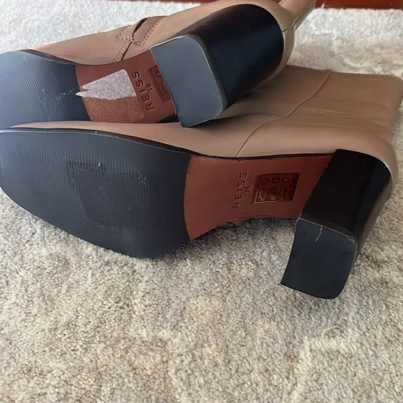 New. Reiss Casey Leather Square Toe Heel Boot size 7 US - Picture 7 of 9